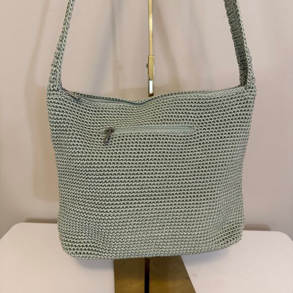 The Sak Shoulder Bag Light Green Crochet Knit Boho Purse Casual Festival Lined - Picture 2 of 8